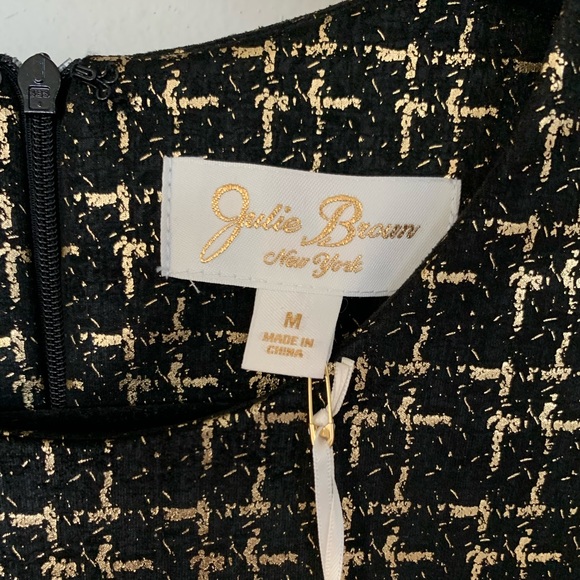 NWT Gold & Black Mini Short Sleeved Sheath Dress Size Medium by Julie Brown - Picture 7 of 13